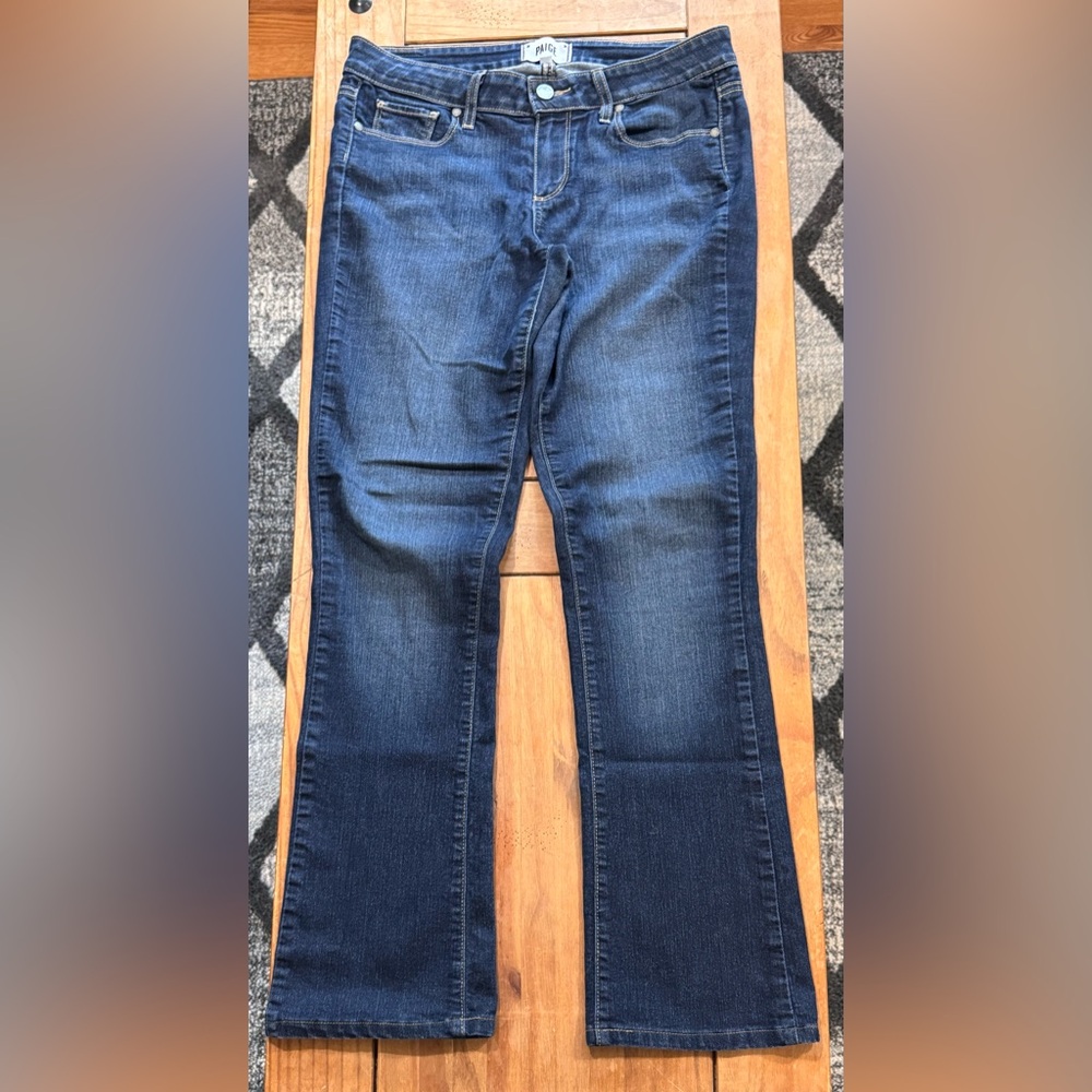 GUC - PAIGE - 29 - MID RISE MANHATTAN SKINNY MEDIUM DARK WASH Jeans - BLUE